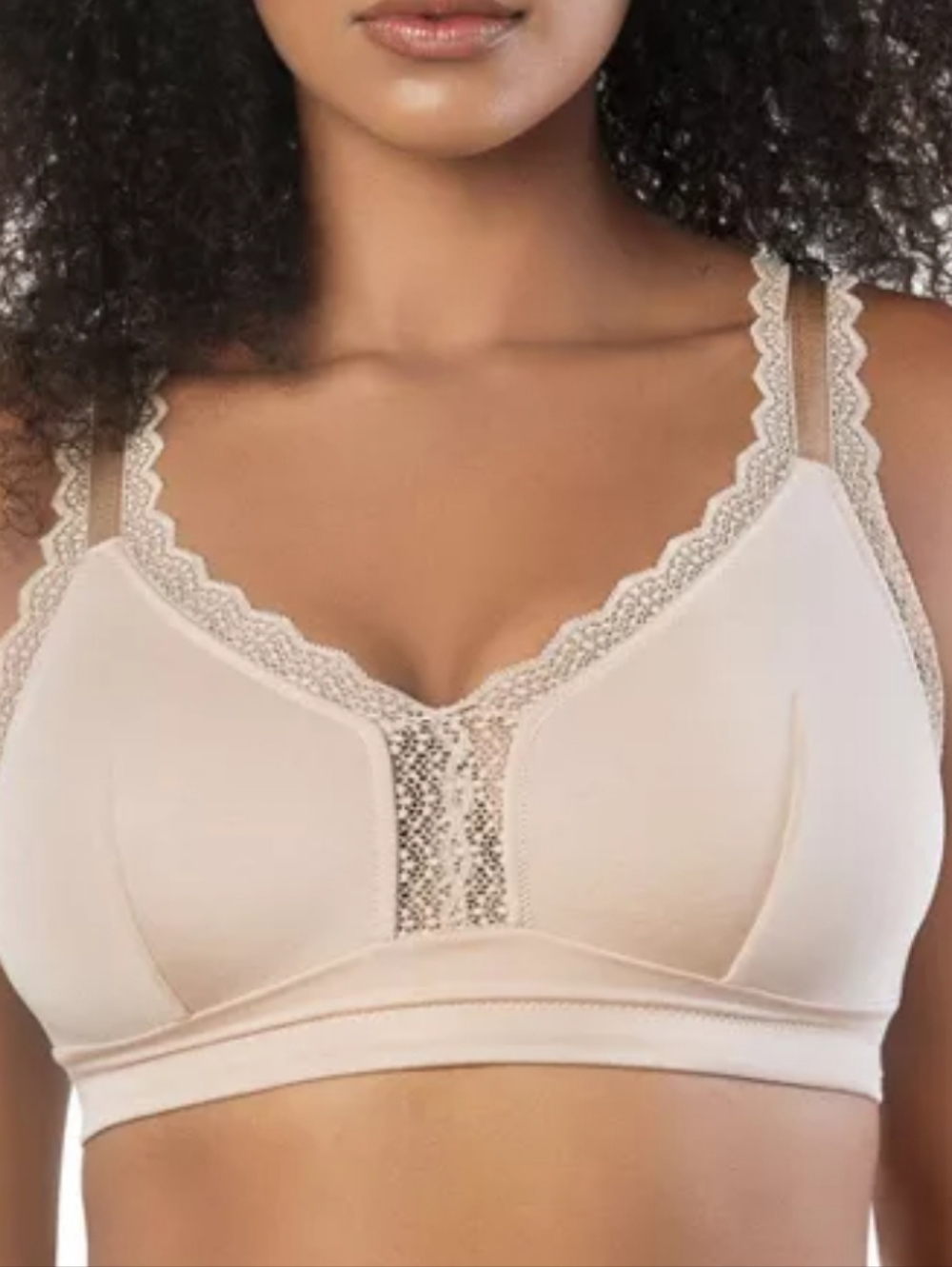 Everyday Lace-Trim Wireless Bra in Nude